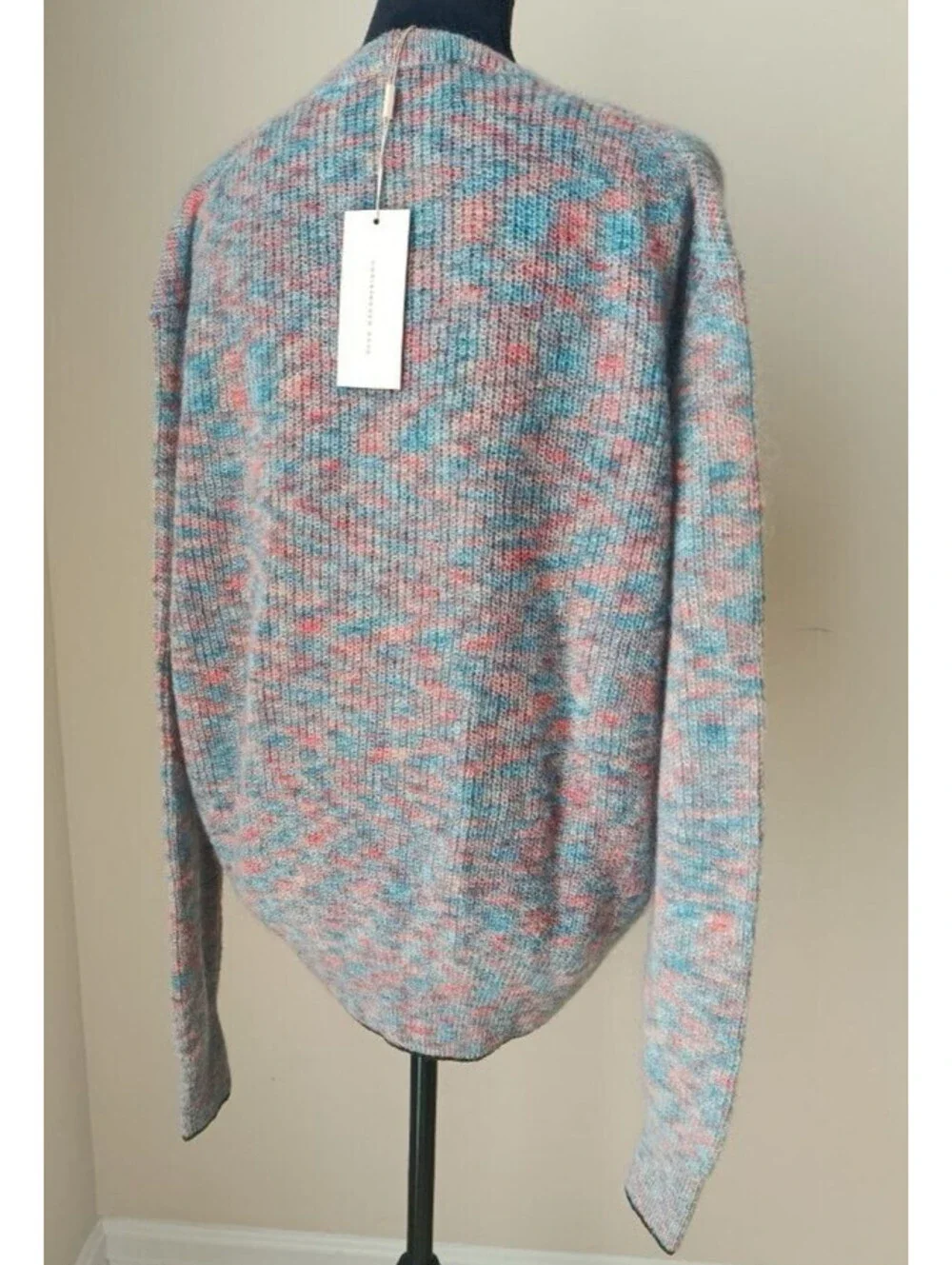NWT Christopher Kane Womens Mohair Sweater XL Blue Knit Crew Neck Jumper Italy